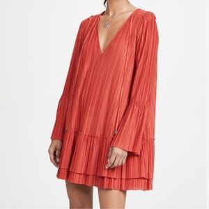 Free People Women’s  Can’t Help It Pleated Mini Red Dress Size Small
